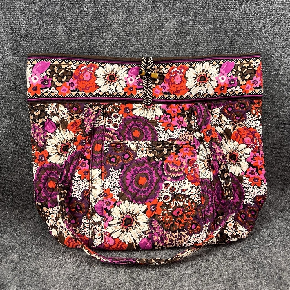 Vera Bradley Rosewood Large Toggle Top Tote With LOTS Of Pockets 14" x 18" x 6"
